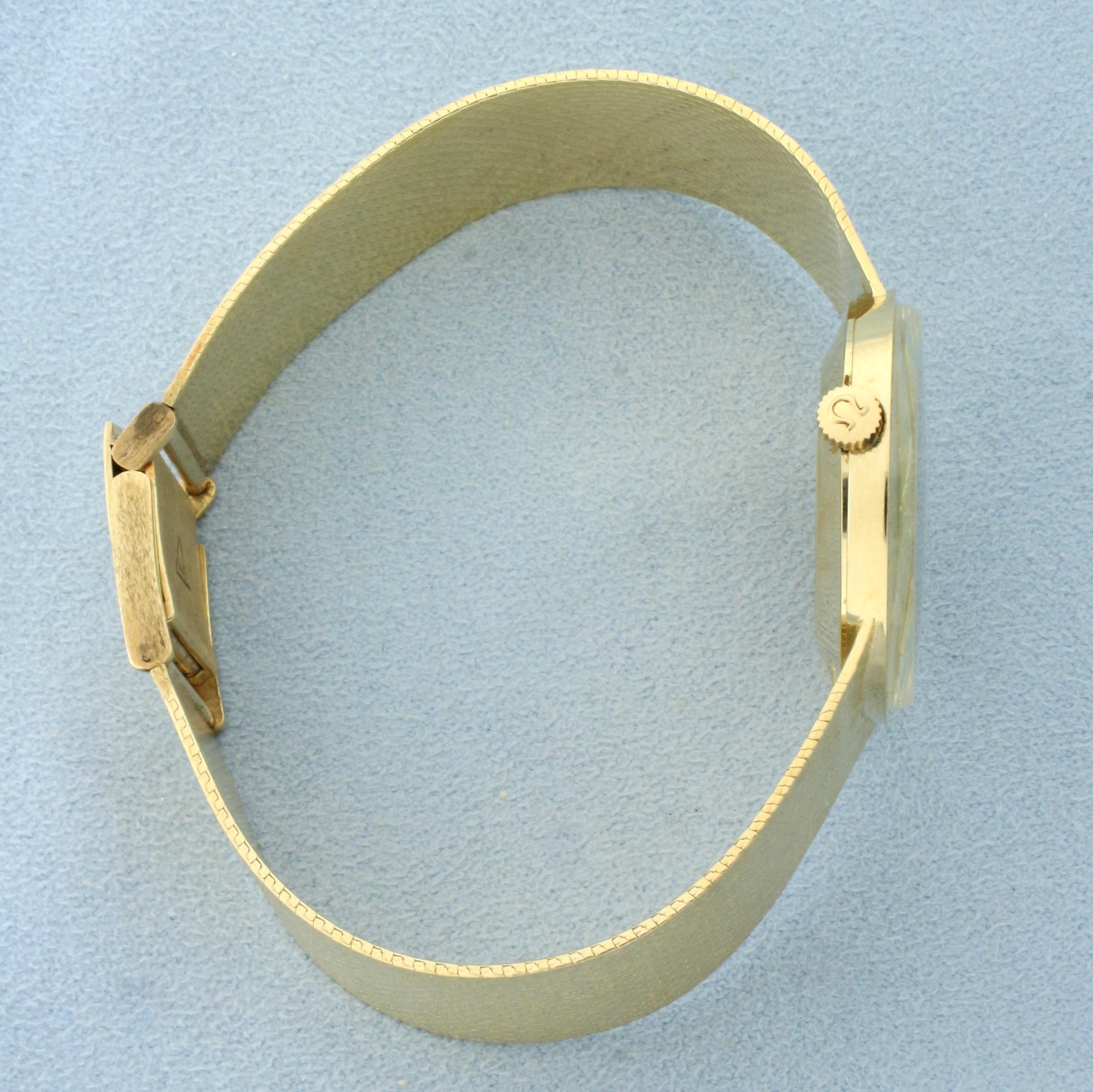 Ladies Vintage Omega Watch In Solid 14k Yellow Gold Case And Band