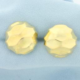 Italian Dimpled Button Earrings In 14k Yellow Gold