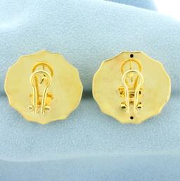 Italian Dimpled Button Earrings In 14k Yellow Gold