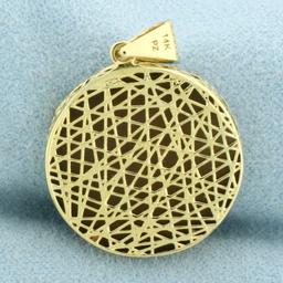 Blue Druzy Quartz Statement Pendant In 14k Yellow Gold