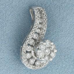 Diamond Swoop Pendant In 14k White Gold