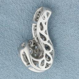 Diamond Swoop Pendant In 14k White Gold