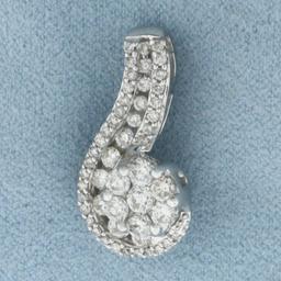 Diamond Swoop Pendant In 14k White Gold