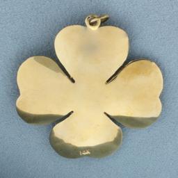Heart Amethyst And Pearl Four Leaf Clover Pendant Or Charmin 14k Yellow Gold