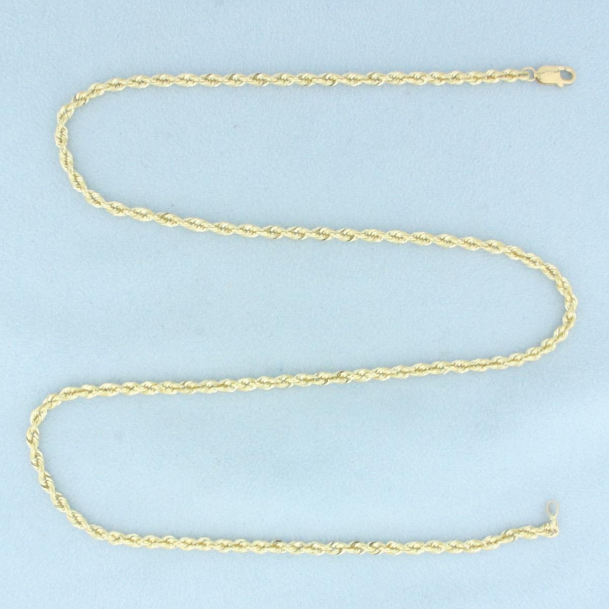 Rope Link Chain Necklace In 10k Yellow Gold