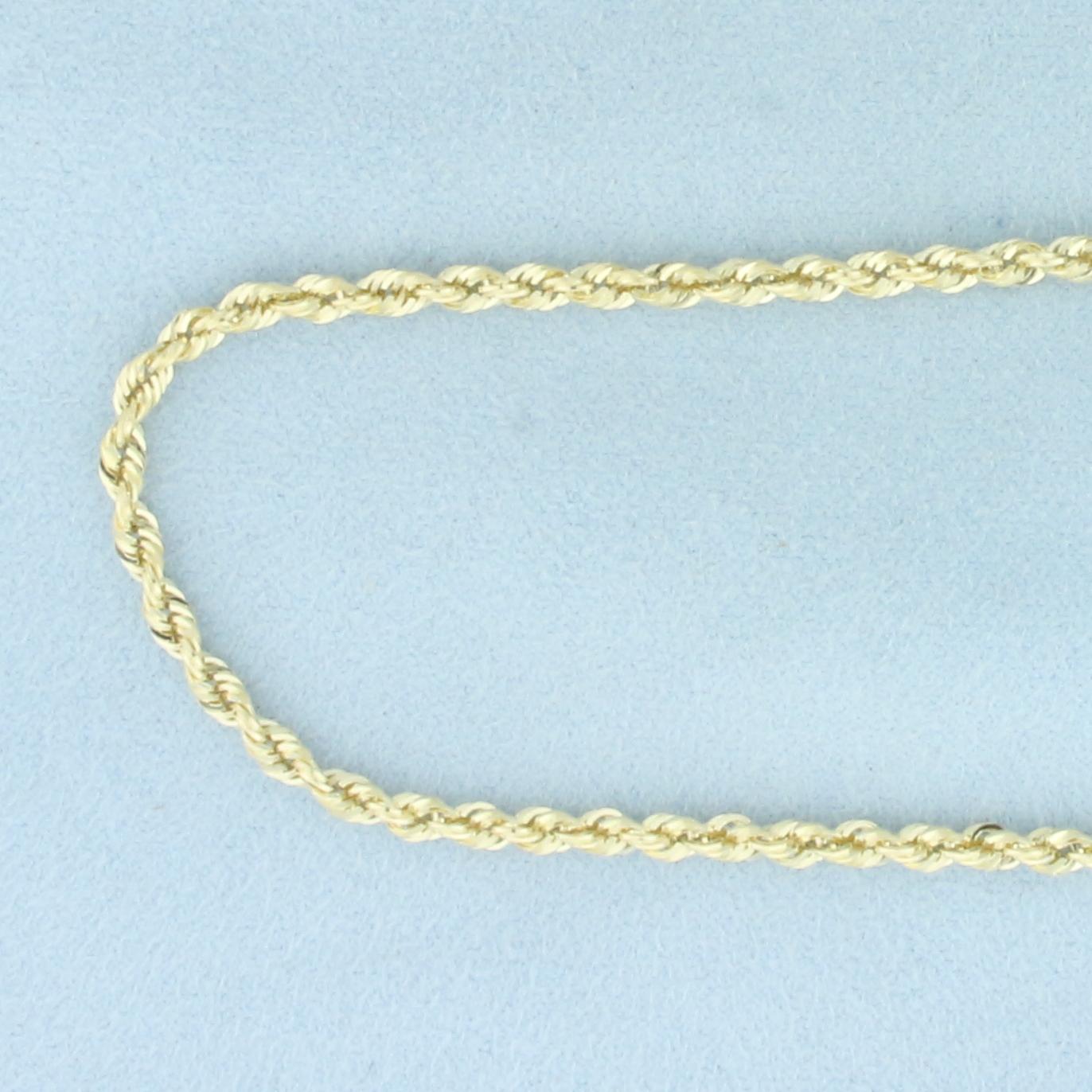 Rope Link Chain Necklace In 10k Yellow Gold