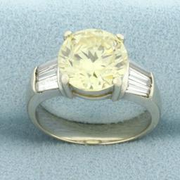 Fancy Yellow Cz Ring In 14k White Gold