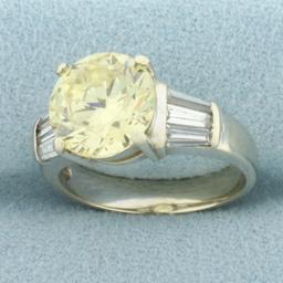 Fancy Yellow Cz Ring In 14k White Gold