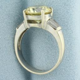 Fancy Yellow Cz Ring In 14k White Gold