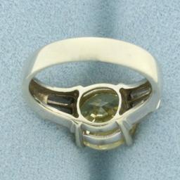 Fancy Yellow Cz Ring In 14k White Gold