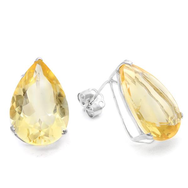 5x7 Pear Citrine Earrings In Sterling Silver