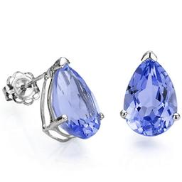 5x7 Pear Lab Tanzanite Earrings In Sterling Silver
