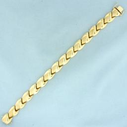 Italian Satin And High Polish Finish Abstract Bracelet In 14k Yellow Gold