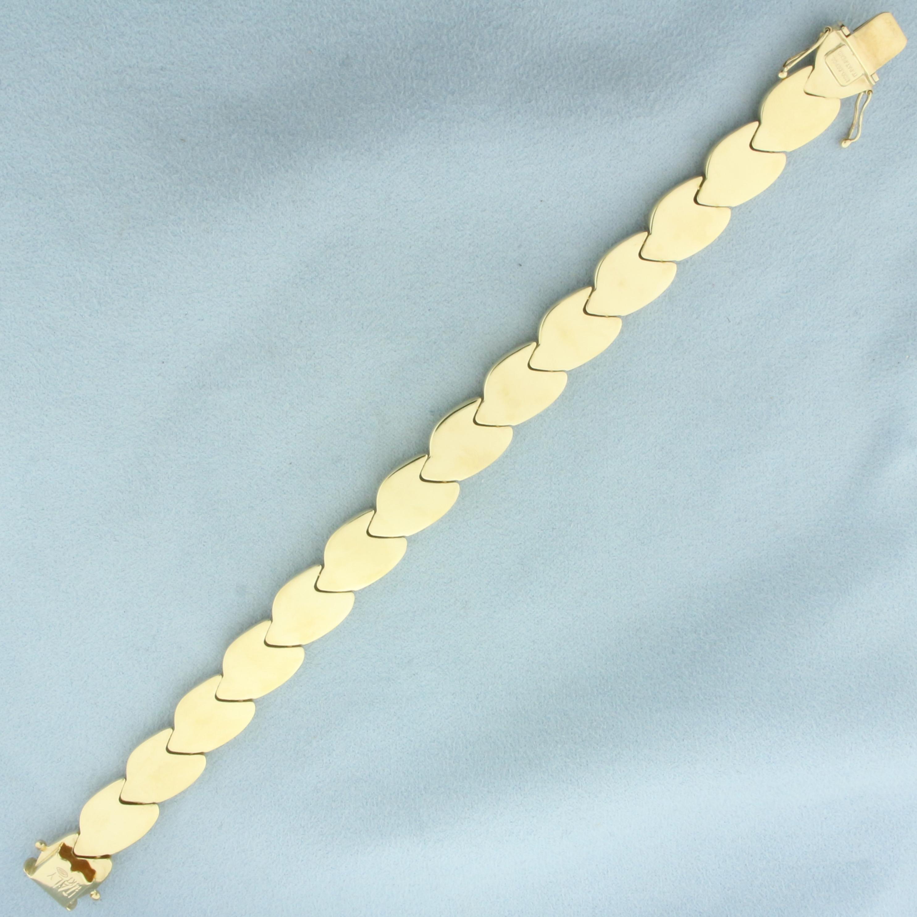 Italian Satin And High Polish Finish Abstract Bracelet In 14k Yellow Gold