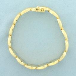 Italian Satin And High Polish Finish Abstract Bracelet In 14k Yellow Gold