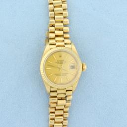 Ladies Rolex Datejust Presidential Model 6917 In 18k Yellow Gold