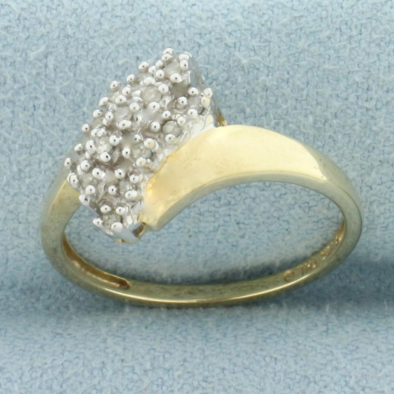 Diamond Cocktail Bypass Ring In 10k Yellow Gold