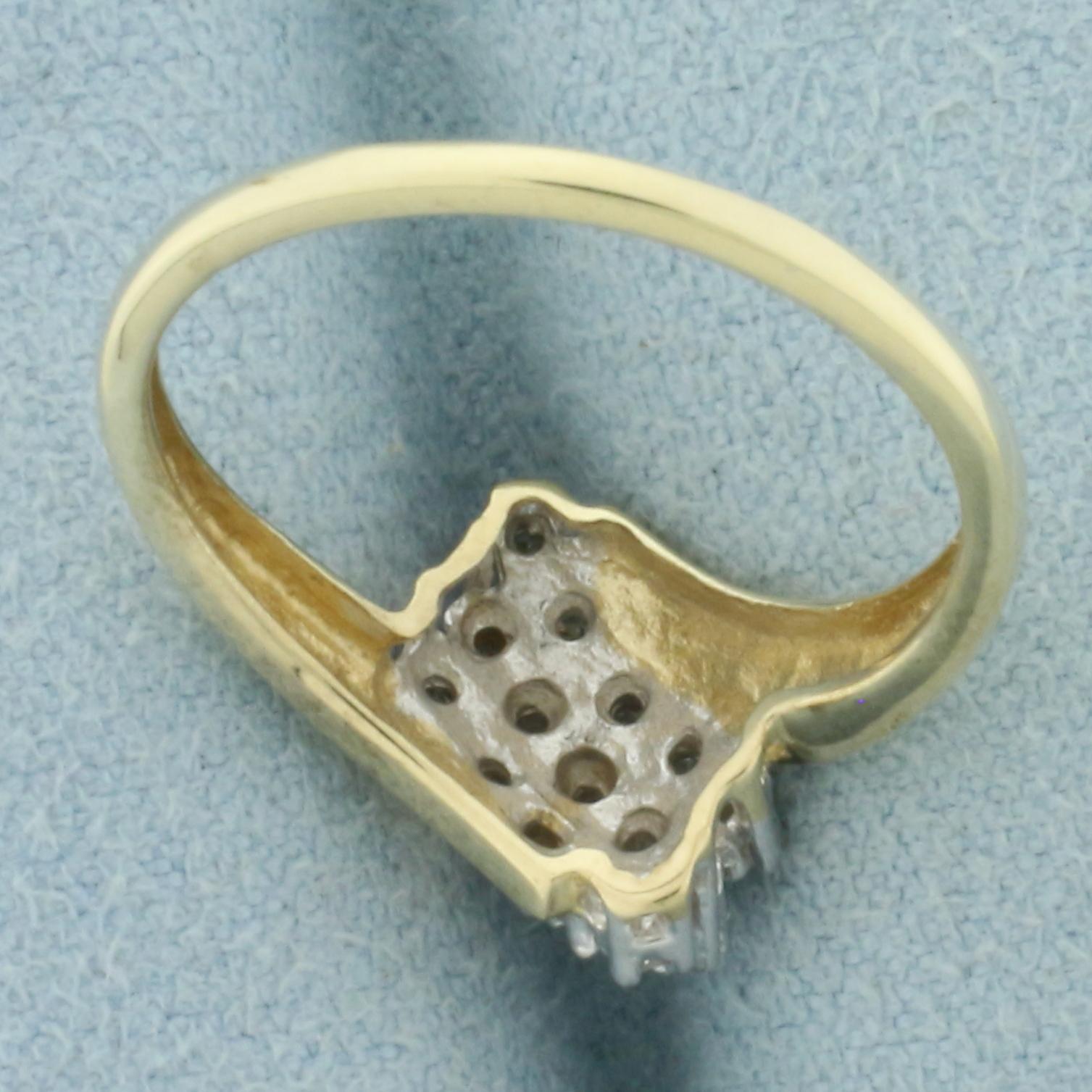 Diamond Cocktail Bypass Ring In 10k Yellow Gold