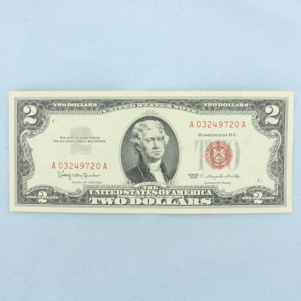 1963 $2 Red Note Crisp Uncirculated Bill