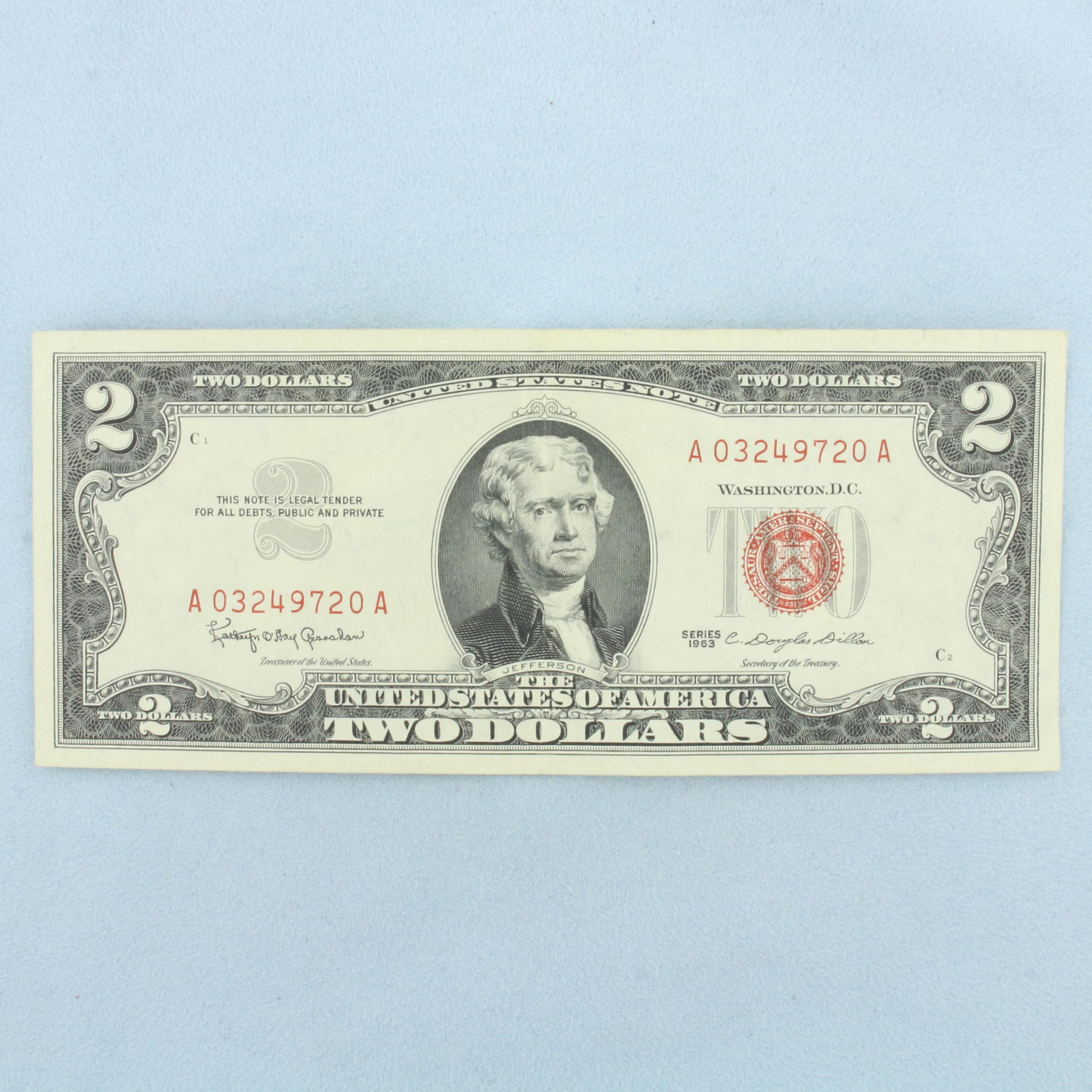 1963 $2 Red Note Crisp Uncirculated Bill