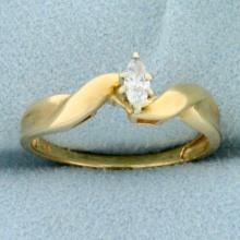 Vintage Designer Marquise Diamond Solitaire Engagement Ring In 14k Yellow Gold
