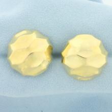 Italian Dimpled Button Earrings In 14k Yellow Gold