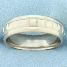 Mens Unique Square Pattern Wedding Band Ring In 14k White Gold