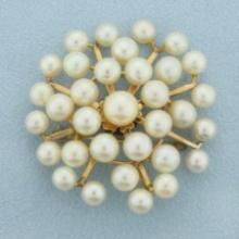 Ming's Designer Cultured Akoya Pearl Pendant Or Brooch In 14k Yellow Gold