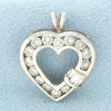 Diamond Heart Pendant In 14k White Gold