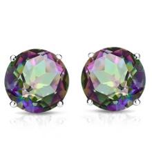 8mm Round Mystic Topaz Stud Earrings In Sterling Silver