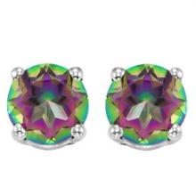 6mm Round Mystic Topaz Earrings In Sterling Silver