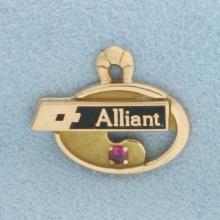 Vintage Alliant Ruby Charm In 10k Yellow Gold