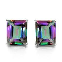 6x8 Emerald Cut Mystic Topaz Earrings In Sterling Silver
