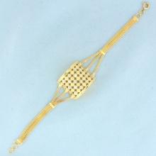 Diamond Cut Two Tone Bracelet In 21k Yellow And White Gold