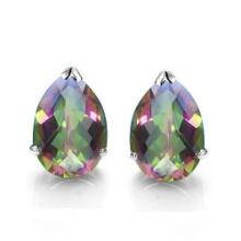 4x6 Pear Mystic Topaz Earrings In Sterling Silver