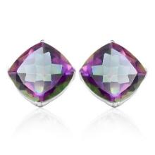 6mm Cushion Mystic Topaz Earrings In Sterling Silver