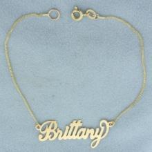 Brittany Name Bracelet In 14k Yellow Gold