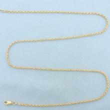 Italian 20 Inch Rope Link Chain Necklace In 14k Yellow Gold