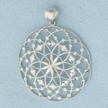 Kaleidoscope Geometric Design Pendant In 14k White Gold