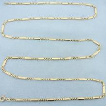 Italian 36 Inch Bar Link Chain Necklace In 14k Yellow Gold