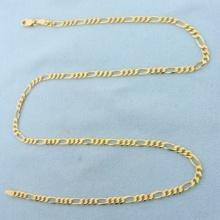 Italian 18 Inch Figaro Link Chain Necklace In 14k Yellow Gold