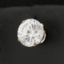 Single 1ct Cz Stud Earring In 14k White Gold