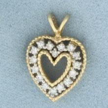 Diamond Heart Pendant In 14k Yellow Gold
