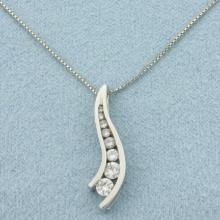Diamond Journey Necklace In 14k White Gold