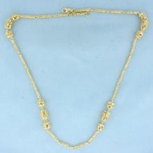 18 Inch Designer Cage Link Chain Necklace In 14k Yellow Gold