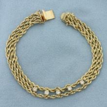 Diamond Triple Rope Bracelet In 14k Yellow Gold