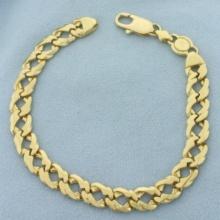 Mens Italian Designer Curb Link Bracelet In 18k Yellow Gold