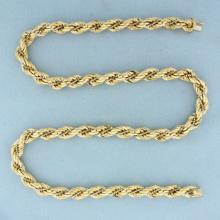 23 Inch Italian Thick Rope And Box Link Necklace In 14k Yellow And White Gold
