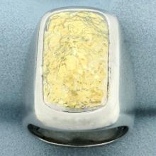 Mens John Hardy Designer Statement Ring In 24k Yellow Gold And Sterling Silver