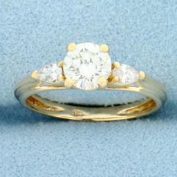 Round And Pear Diamond Engagement Ring In 14k Yellow Gold